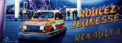1981-L'affiche "Roulez Jeunesse",reprsentant la Renault 
      4 rutilante en auto-tamponneuse, reoit le deuxime prix du Club des Directeurs Artistiques. 
      Des sries spciales de Renault 4 sont commercialises, notamment la R4 Jogging : "La 
      meilleure faon de marcher".